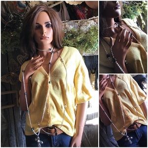 🤎🤎SOLD🤎🤎 Vintage James Kenrob By Dalton Yellow Dreamy Knit V-Neck Cardigan